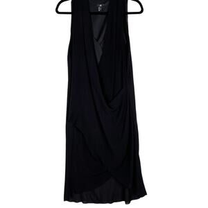 H&M Black Size 6 Faux Wrap High Low Dress Sleeveless Lined Cocktail Layered